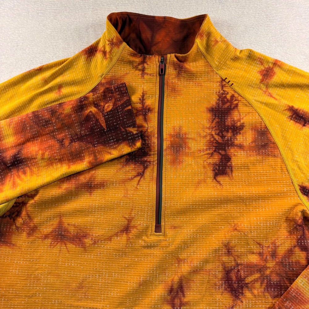 Lululemon Metal Vent Tech 1/2 Zip 2.0 Orange Tie Dye Pullover LM3DAES Mens M